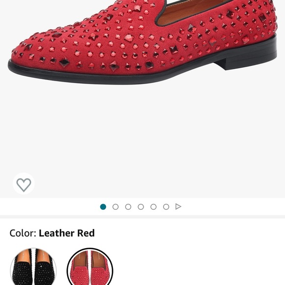 Elanroman Men’s Red Suede Studded Dress Shoe Loafer - Picture 3 of 4